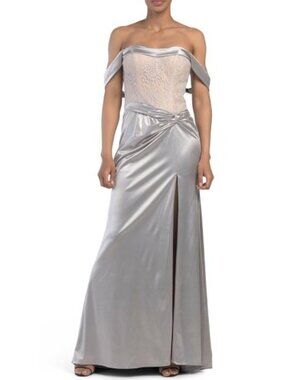 RENE BY RENE RUIZ Off The Shoulder Metallic Gown